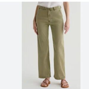 AG Caden Wide Leg Tailored Trouser Pants Linen Blend Green Size 29
